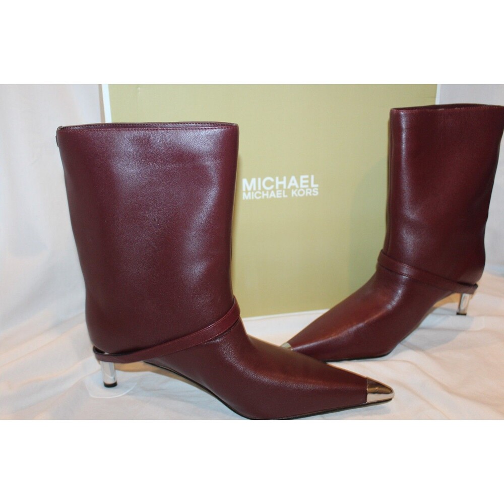 Michael Kors Women's Kasia Leather Buckle Booties Oxblood Red NIB $255 SZ 6 - Picture 4 of 8